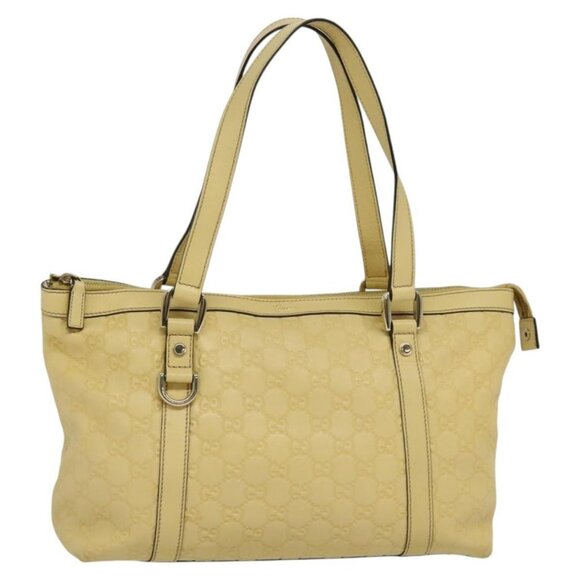 GUCCI GG Canvas Guccissima Abbey Tote Bag Leather Yellow Gold - Picture 10 of 15